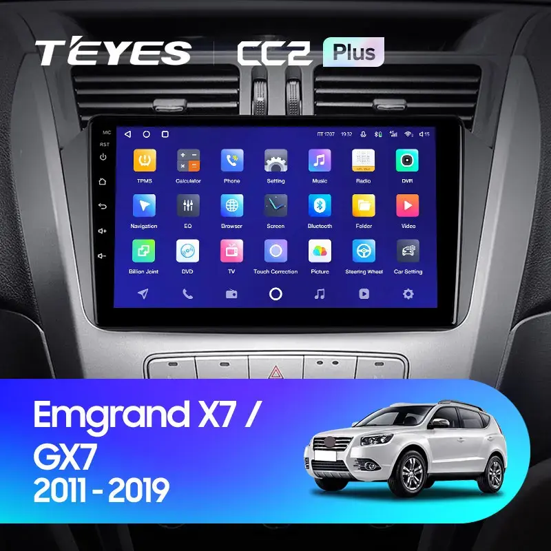 Комплект магнитолы TEYES CC2 Plus 9.0" для Geely Emgrand X7 I 2011-2019