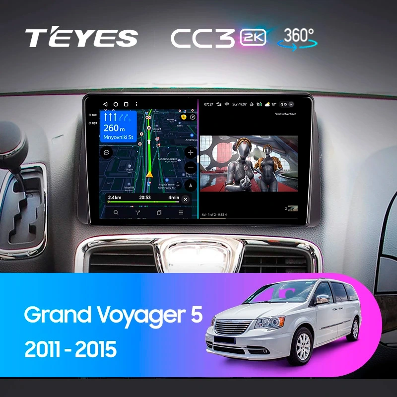 Комплект магнитолы TEYES CC3 2K 360 9.5" для Chrysler Grand Voyager V рестайлинг 2011-2015