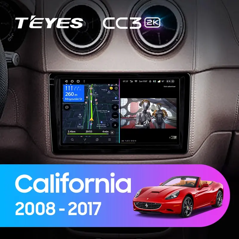 Комплект магнитолы TEYES CC3 2K 9.5" для Ferrari California I 2008-2017
