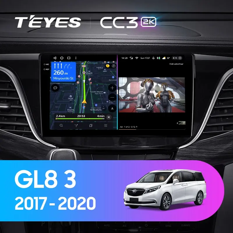 Комплект магнитолы TEYES CC3 2K 10.36" для Buick GL8 III 2017-2023