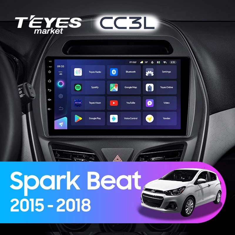 Комплект магнитолы TEYES CC3L 9.0" для Chevrolet Spark