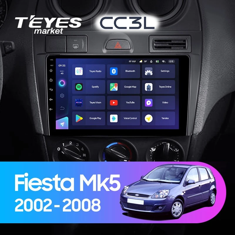 Комплект магнитолы TEYES CC3L 9.0" для Ford Fiesta