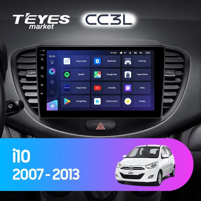 Комплект магнитолы TEYES CC3L 9.0" для Hyundai i10