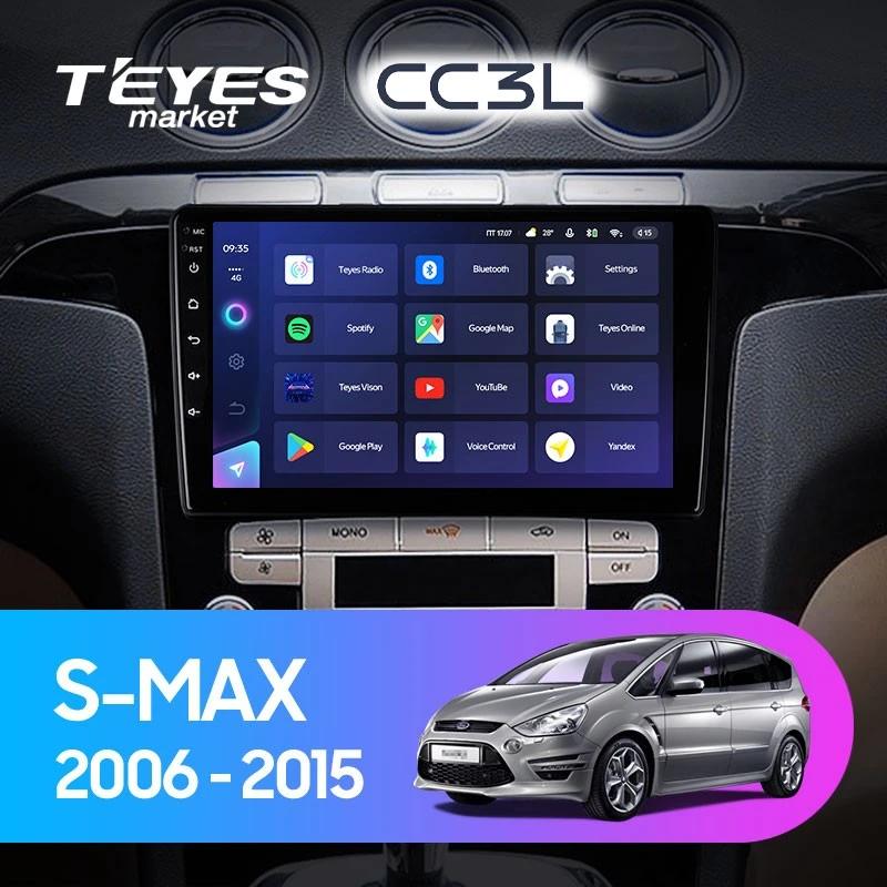 Комплект магнитолы TEYES CC3L 9.0" для Ford S-MAX