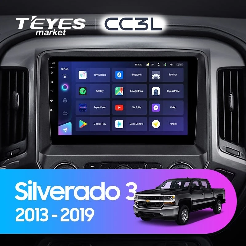 Комплект магнитолы TEYES CC3L 10.2" для Chevrolet Silverado