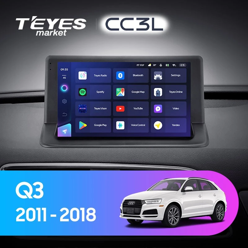 Комплект магнитолы TEYES CC3L 9.0" для Audi Q3
