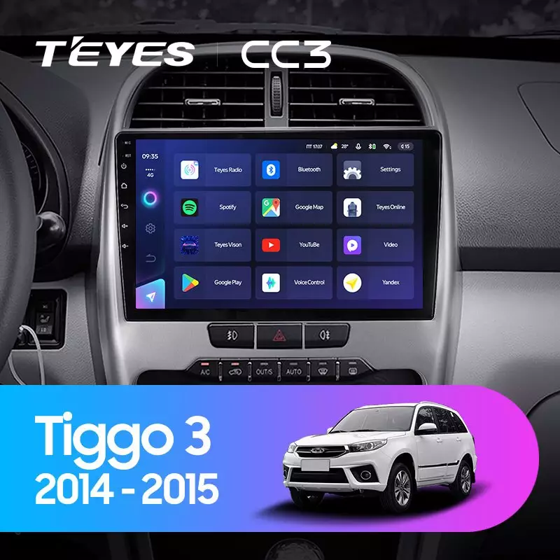 Комплект магнитолы TEYES CC3 10.2" для Chery Tiggo 3 I 2014-2020