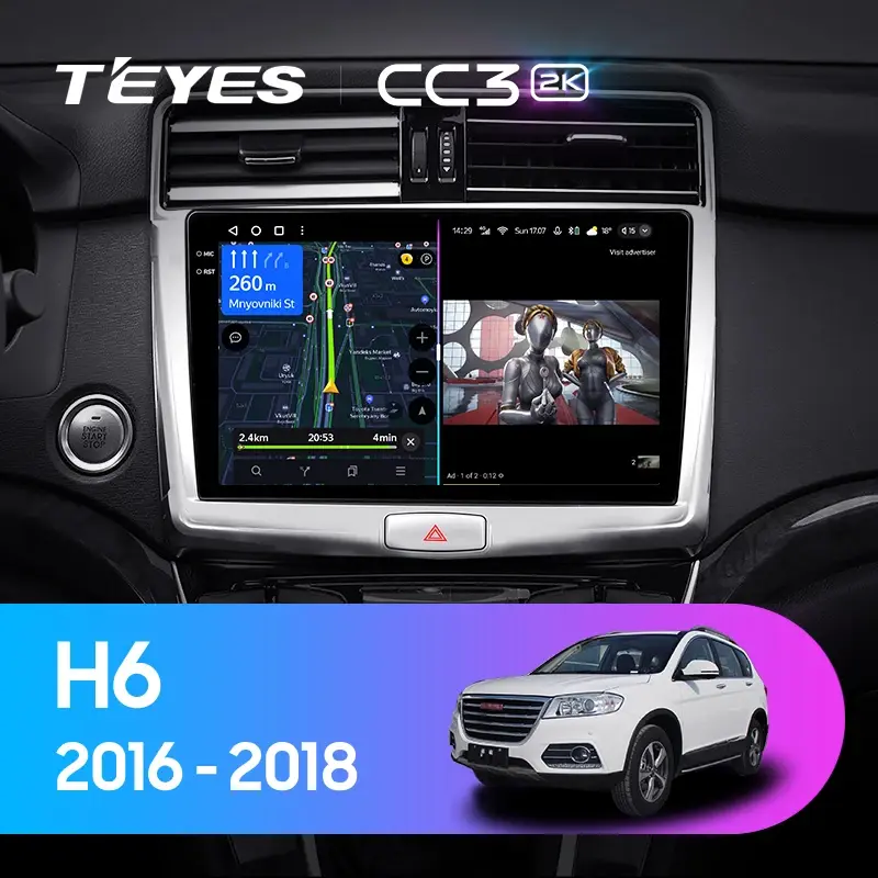 Комплект магнитолы TEYES CC3 2K 10.36" для Haval H6 Coupe I 2015-2019