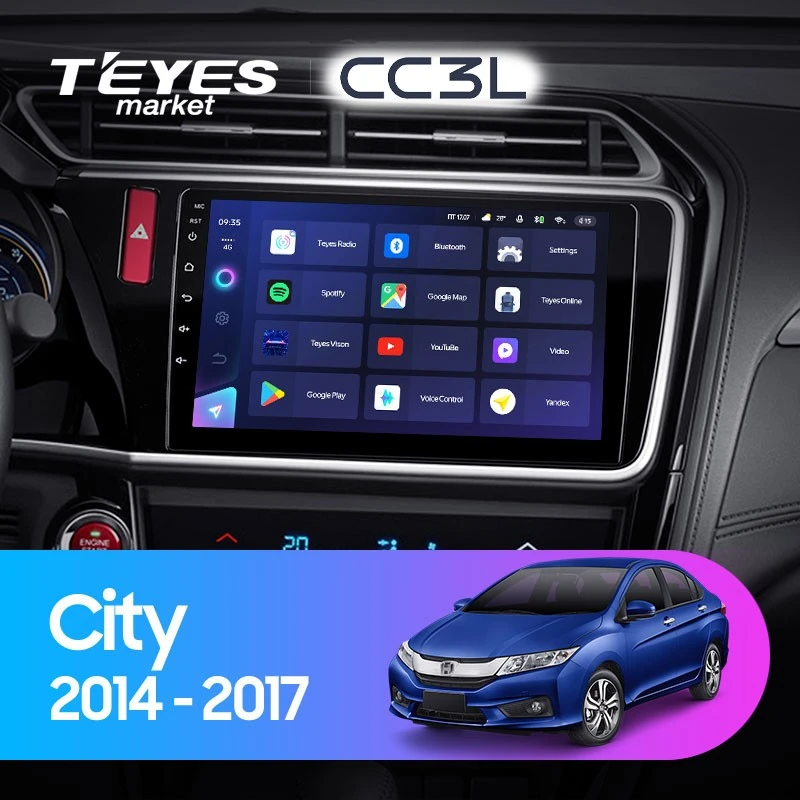 Комплект магнитолы TEYES CC3L 10.2" для Honda City
