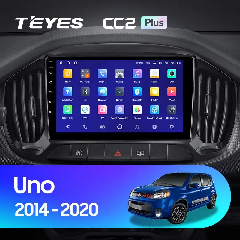 Комплект магнитолы TEYES CC2 Plus 9.0" для FIAT Uno 2014-2020
