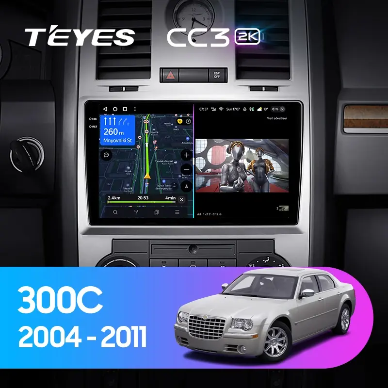 Комплект магнитолы TEYES CC3 2K 9.5" для Chrysler Sebring III 2006-2010