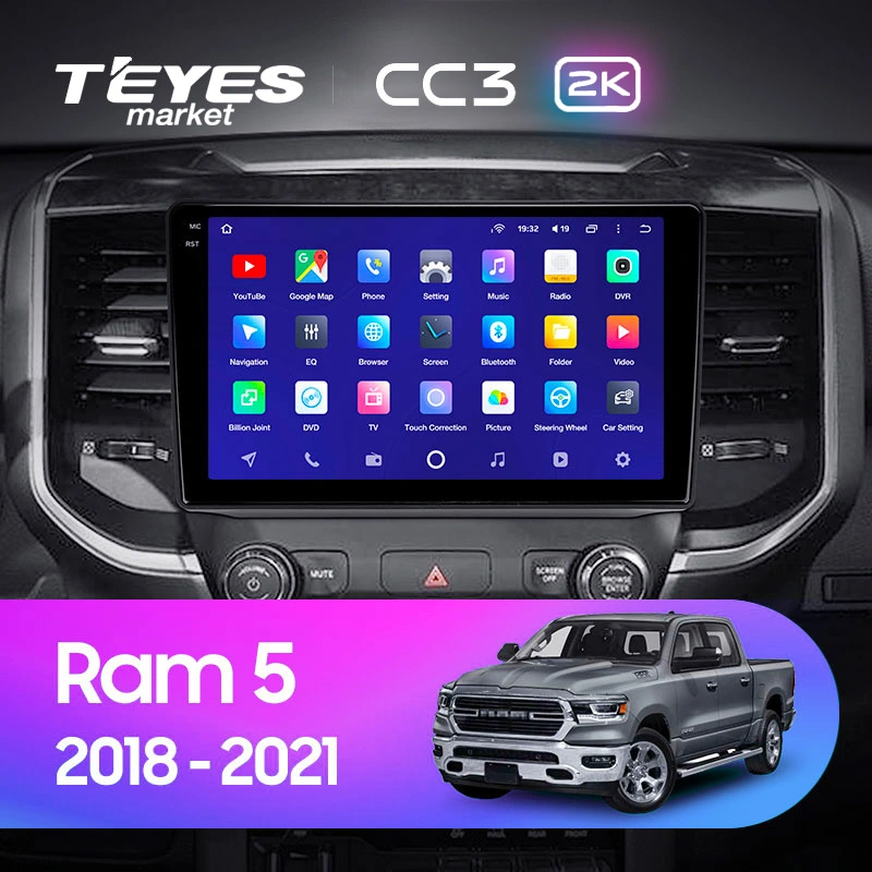 Комплект магнитолы TEYES CC3 2K 9.5" для Dodge Ram V 2018-2023