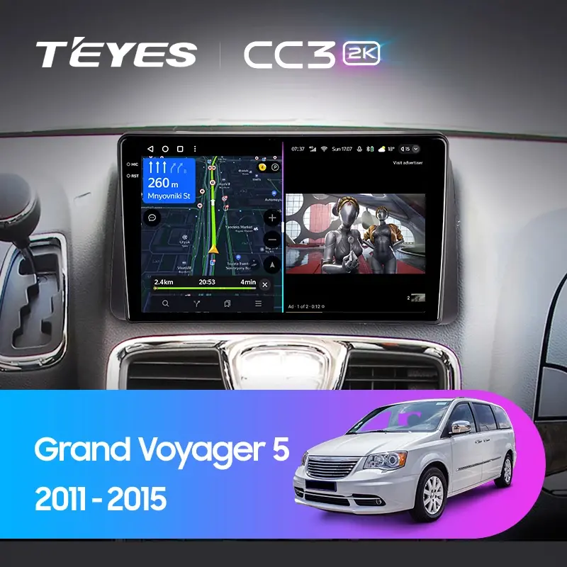 Комплект магнитолы TEYES CC3 2K 9.5" для Chrysler Grand Voyager V рестайлинг 2011-2015