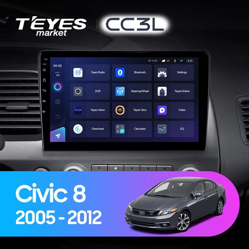 Комплект магнитолы TEYES CC3L 10.2" для Honda Civic