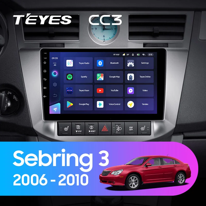 Комплект магнитолы TEYES CC3 9.0" для Chrysler Sebring III 2006-2010
