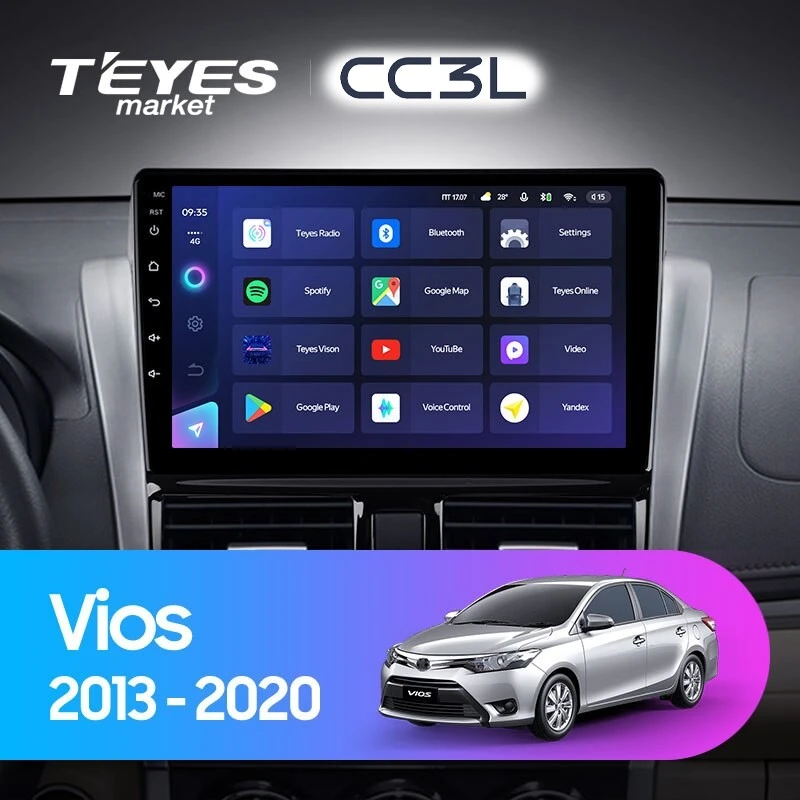 Комплект магнитолы TEYES CC3L 10.2" для Toyota Vios
