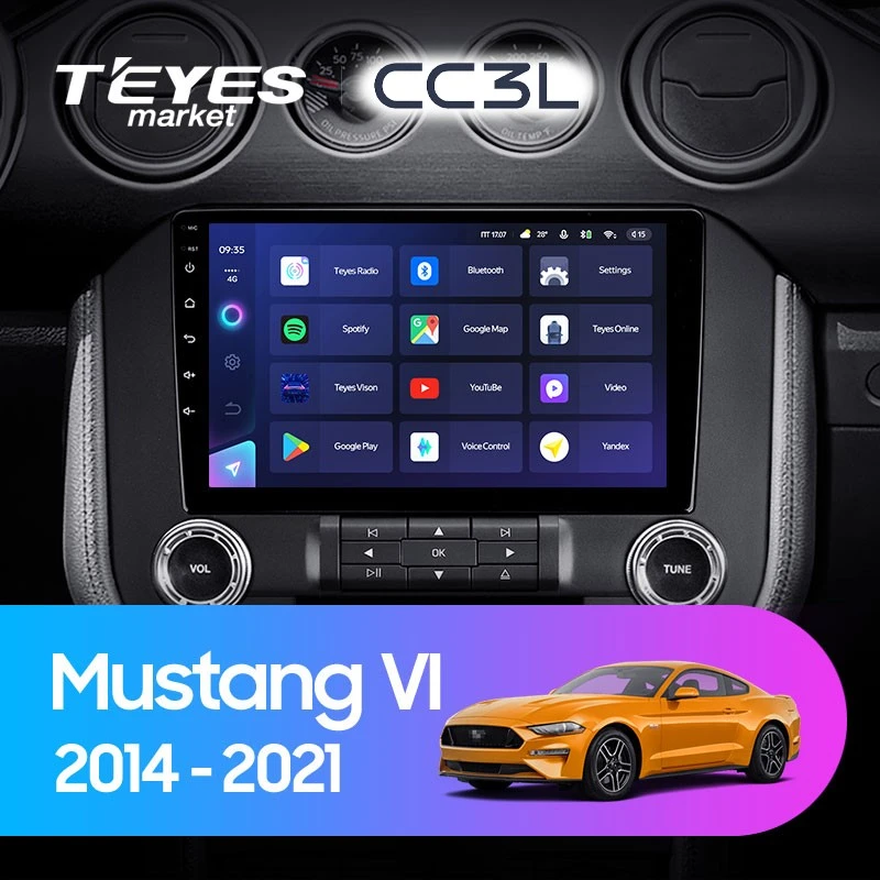 Комплект магнитолы TEYES CC3L 9.0" для Ford Mustang