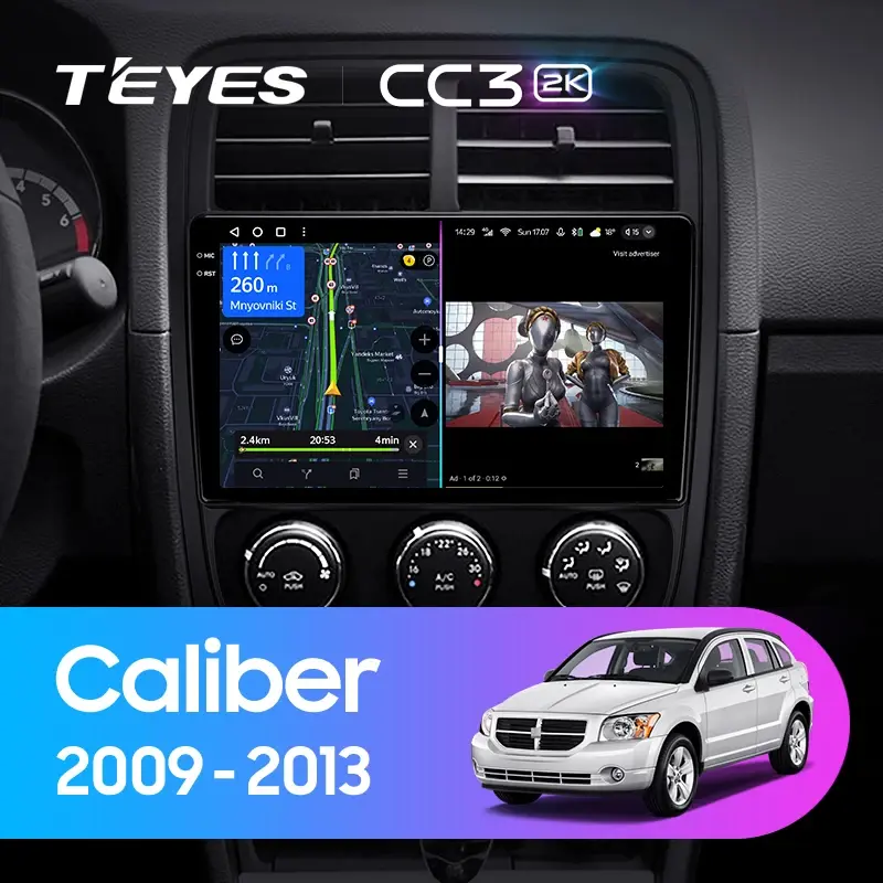 Комплект магнитолы TEYES CC3 2K 9.5" для Dodge Caliber I рестайлинг 2009-2013