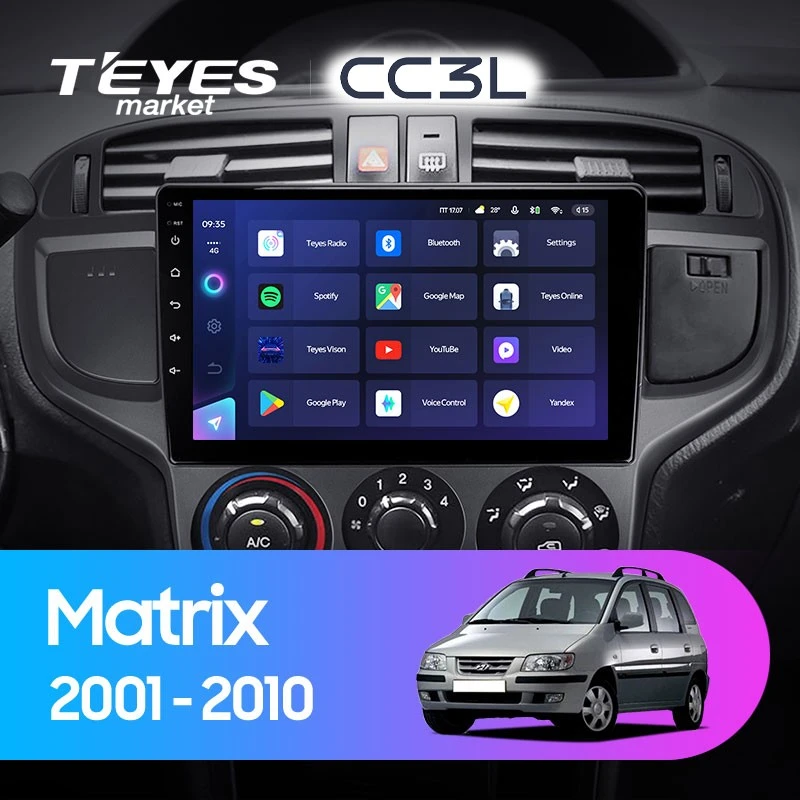 Комплект магнитолы TEYES CC3L 9.0" для Hyundai Matrix