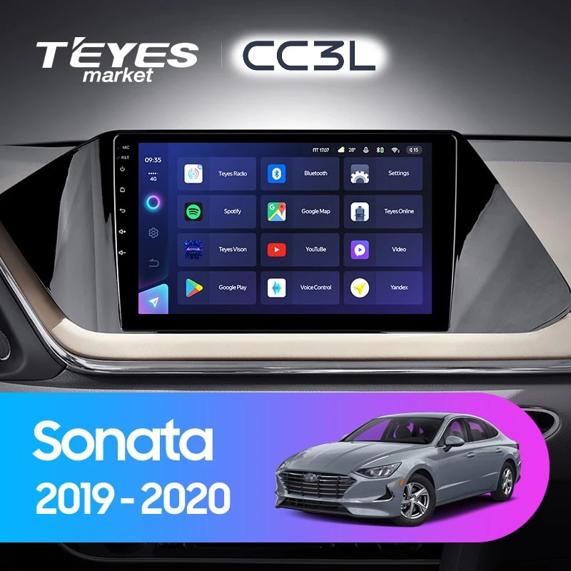 Комплект магнитолы TEYES CC3L 10.2" для Hyundai Sonata