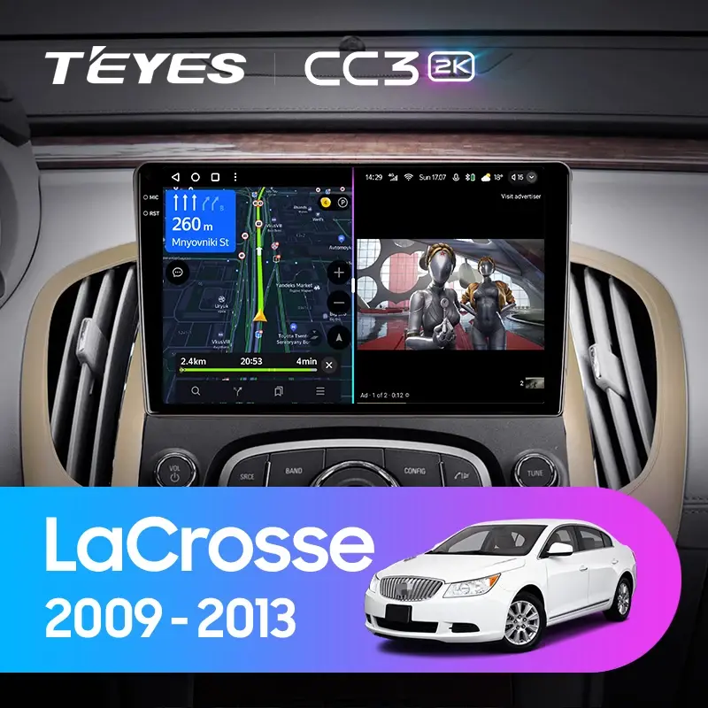 Комплект магнитолы TEYES CC3 2K 9.5" для Buick LaCrosse II 2009-2013