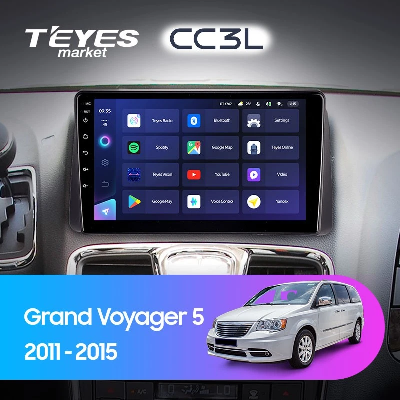 Комплект магнитолы TEYES CC3L 9.0" для Chrysler Grand Voyager