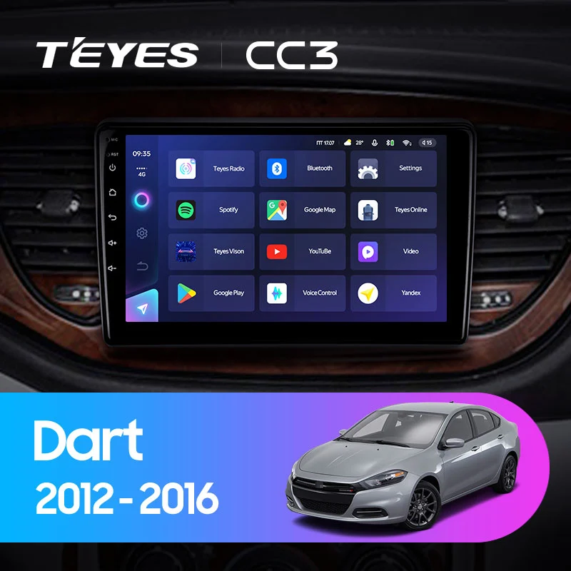 Комплект магнитолы TEYES CC3 9.0" для Dodge Dart PF 2012-2016