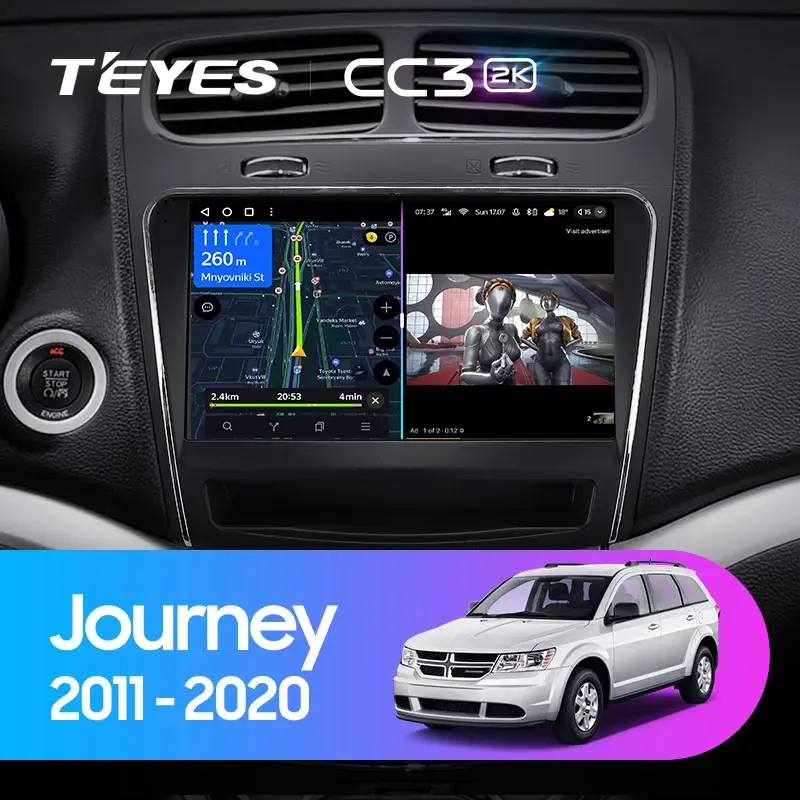 Комплект магнитолы TEYES CC3 2K 9.5" для Dodge Journey I рестайлинг 2011-2023