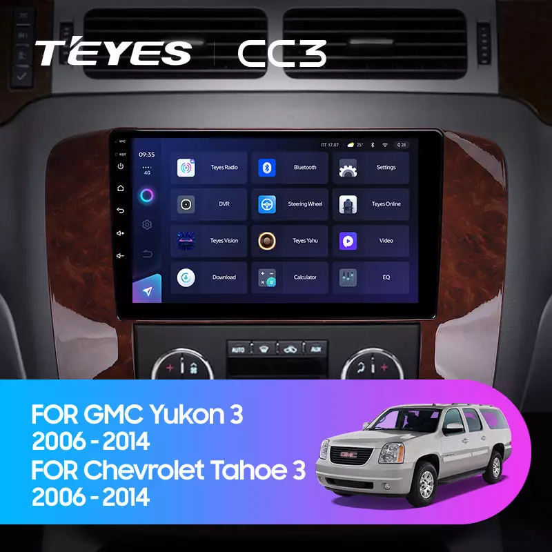 Комплект магнитолы TEYES CC3 9.0" для GMC Yukon III 2006-2014