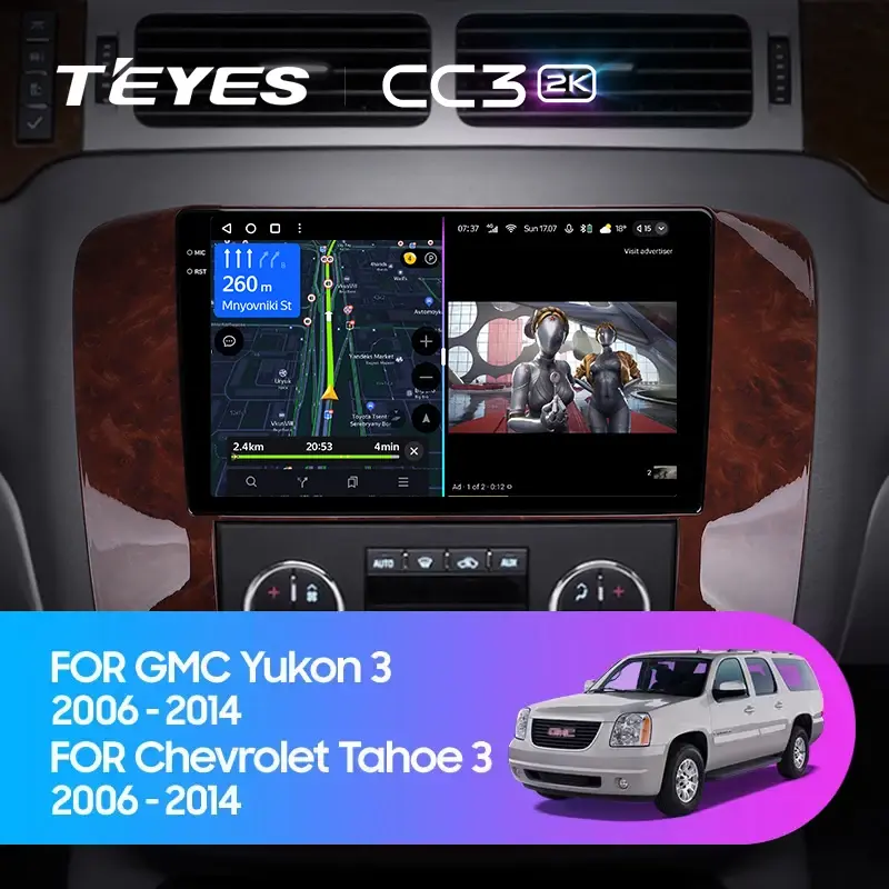 Комплект магнитолы TEYES CC3 2K 9.5" для GMC Yukon III 2006-2014