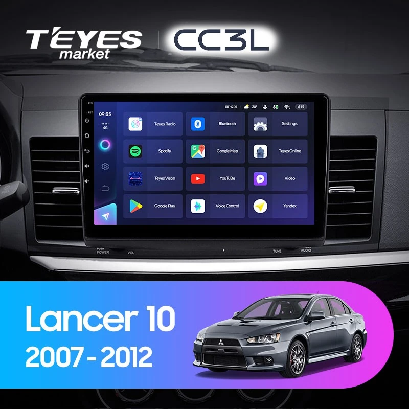 Комплект магнитолы TEYES CC3L 10.2" для Mitsubishi Lancer