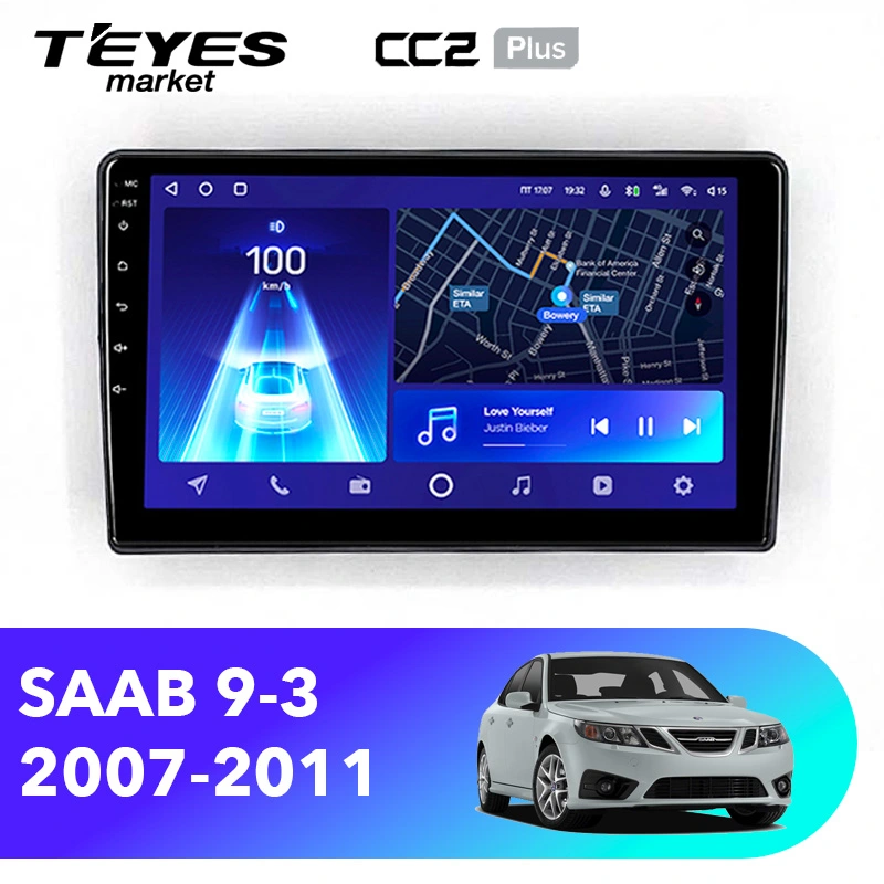 Комплект магнитолы TEYES CC2 Plus 9.0" для Saab 44994 2007-2011
