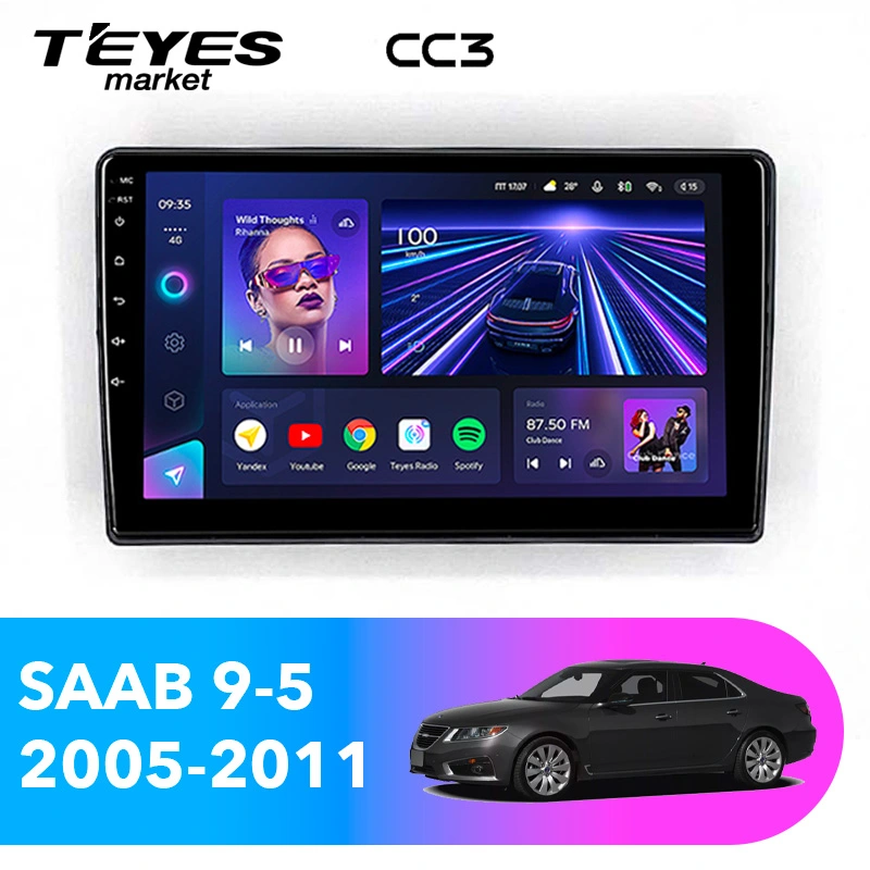 Комплект магнитолы TEYES CC3 9.0" для Saab 45055 2005-2011