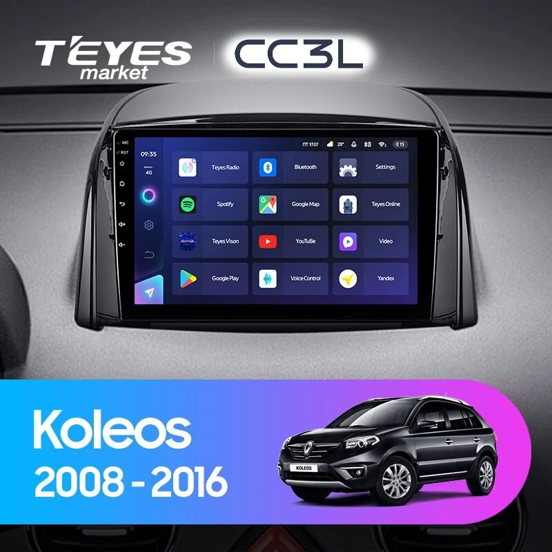 Комплект магнитолы TEYES CC3L 9.0" для Renault Koleos