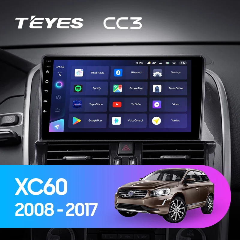 Комплект магнитолы TEYES CC3 9.0" для Volvo XC60 I рестайлинг 2013-2017