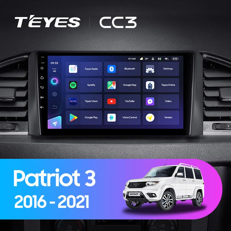 Комплект магнитолы TEYES CC3 10.2" для УАЗ Patriot I рестайлинг 3 2016-2023