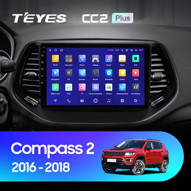 Комплект магнитолы TEYES CC2 Plus 10.2" для Jeep Compass 2016-2018