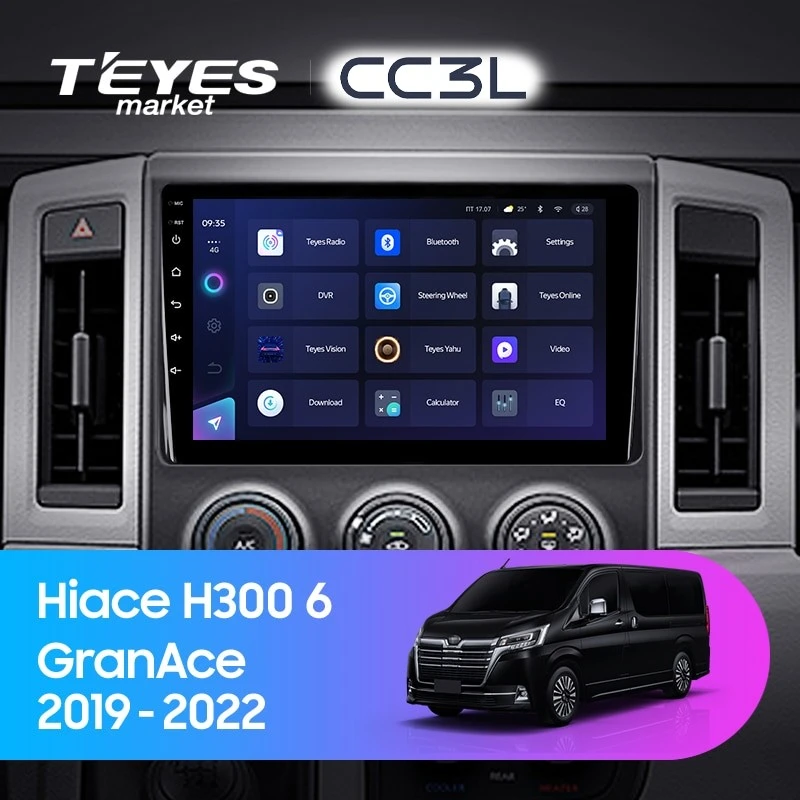 Комплект магнитолы TEYES CC3L 9.0" для Toyota Hiace