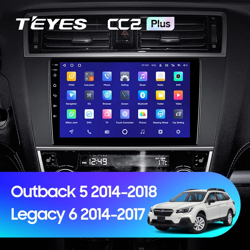 Комплект магнитолы TEYES CC2 Plus 9.0" для Subaru Outback BS 2014-2018