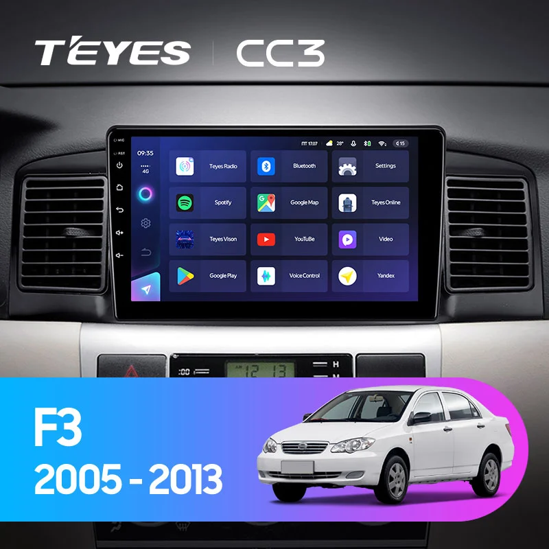 Комплект магнитолы TEYES CC3 9.0" для BYD F3 I 2005-2013
