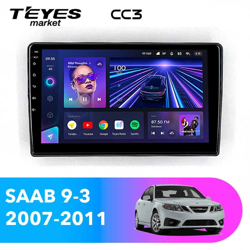 Комплект магнитолы TEYES CC3 9.0" для Saab 44994 2007-2011