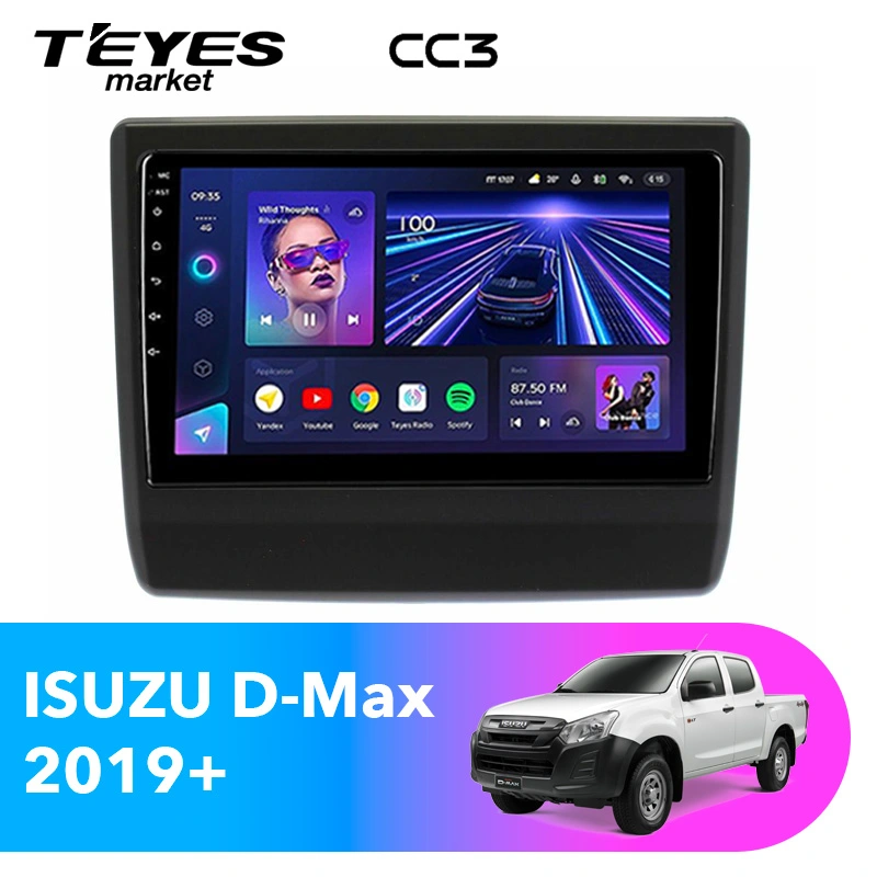 Комплект магнитолы TEYES CC3 9.0" для Isuzu D-Max III 2020-2023