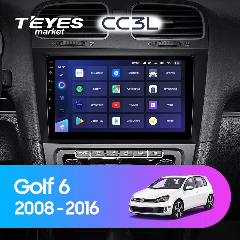 Комплект магнитолы TEYES CC3L 9.0" для Volkswagen Golf