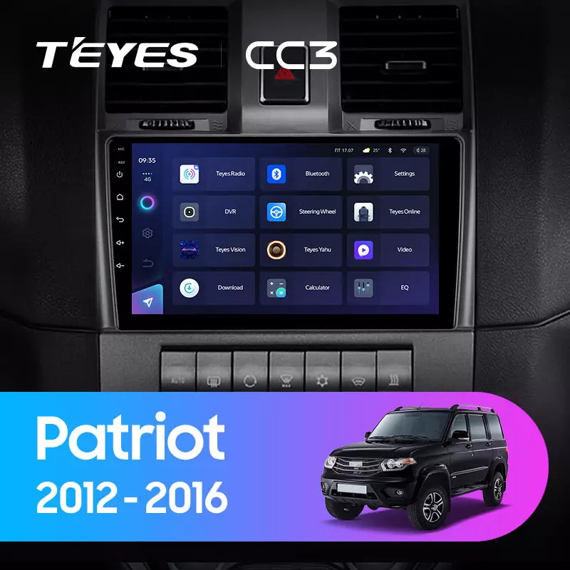 Комплект магнитолы TEYES CC3 9.0" для УАЗ Patriot I рестайлинг 2012-2016