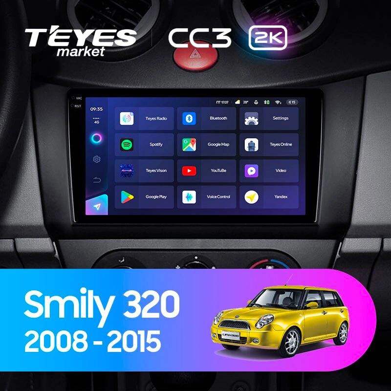 Комплект магнитолы TEYES CC3 2K 9.5" для LIFAN Smily (320) 320 2008-2015