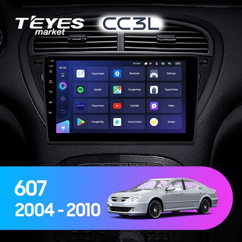 Комплект магнитолы TEYES CC3L 9.0" для Peugeot 607