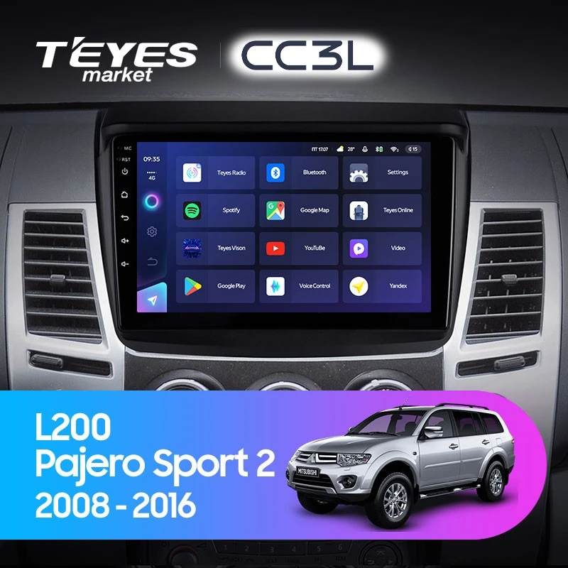 Комплект магнитолы TEYES CC3L 9.0" для Mitsubishi Pajero Sport