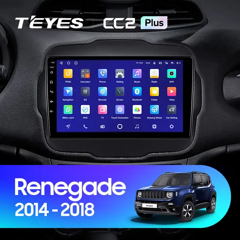 Комплект магнитолы TEYES CC2 Plus 9.0" для Jeep Renegade I 2014-2019