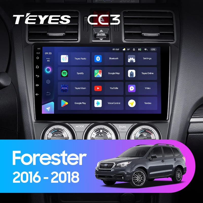 Комплект магнитолы TEYES CC3 9.0" для Subaru Forester SJ рестайлинг 2015-2018