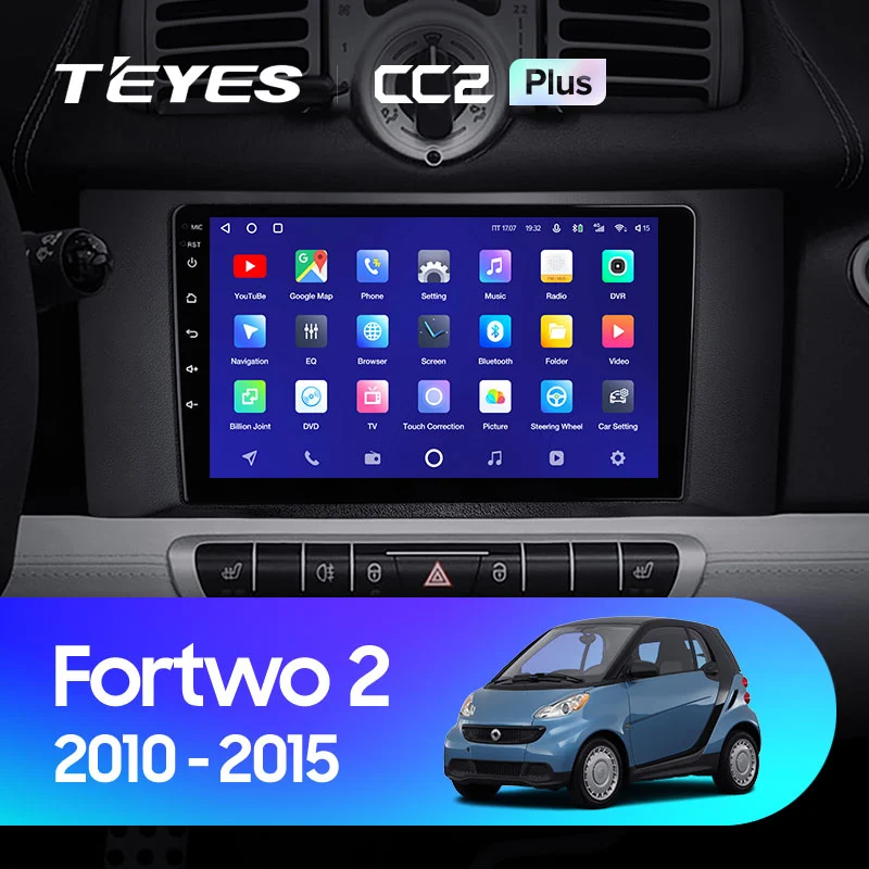 Комплект магнитолы TEYES CC2 Plus 9.0" для Smart Fortwo II 2007-2015